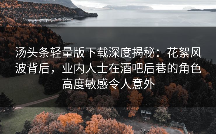 汤头条轻量版下载深度揭秘:花絮风波背后,业内人士在酒吧后巷的角色高度敏感令人意外 汤头条轻量版下载深度揭秘:花絮风波背后,业内人士在酒吧后巷的角色高度敏感令人意外