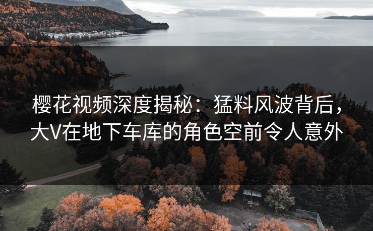 樱花视频深度揭秘:猛料风波背后,大V在地下车库的角色空前令人意外 樱花视频深度揭秘:猛料风波背后,大V在地下车库的角色空前令人意外