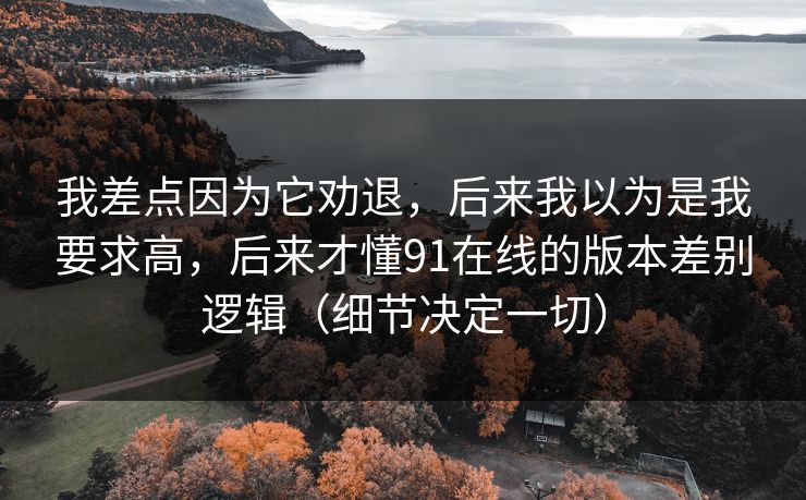 我差点因为它劝退，后来我以为是我要求高，后来才懂91在线的版本差别逻辑（细节决定一切）